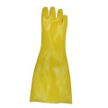 Yellow PVC coated gloves 45cm cotton linning