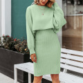 Women's Puff Sleeve 2Piece Knit Dresses