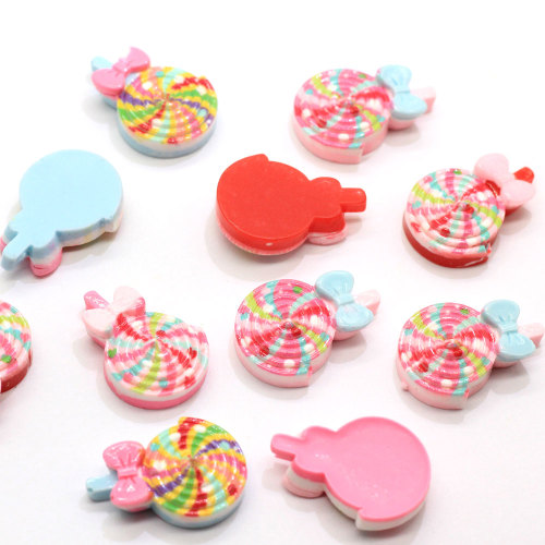 Hochwertige 100pcs 15 * 22MM Farbe Flatback Harz Sweet Candy Lollipop Handwerk für Schmuck Accessoires Dekoration Ornament