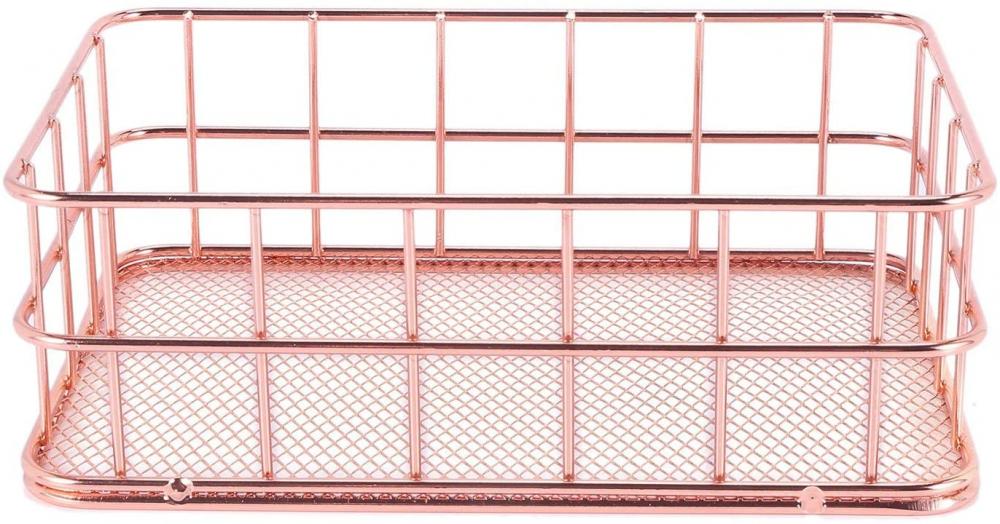 Rose Gold Basket Makeup Organizer Box