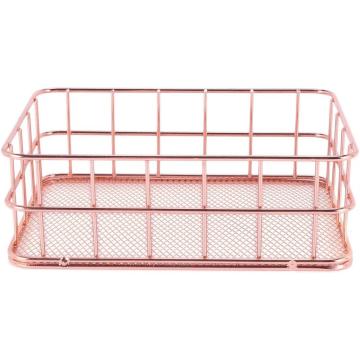 Rose Gold Basket Makeup Organizers Box