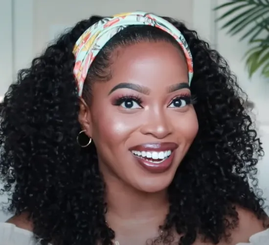 Aishili high quality kinky curly wigs headband wigs for black women headband wig