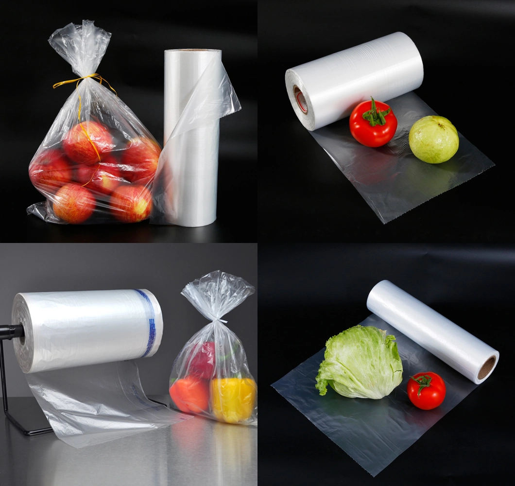 Food Grade High Quality Plastic Shopping Plastic Rolls Bag Transparent Clear Color for Supermarket or Store