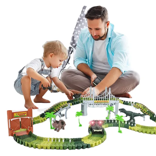 Interactive Dinosaur World Road Race Play Set with 2pcs Cool Dinosaur Cars for 3-5 Year Old Boys