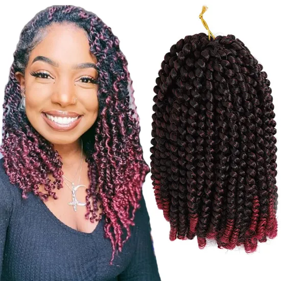 Wholesale Spring Twist Crochet Hair Extensions Curly Afro Spring Water Twist Ombre Color 8inches 110g Synthetic Fiber Hair