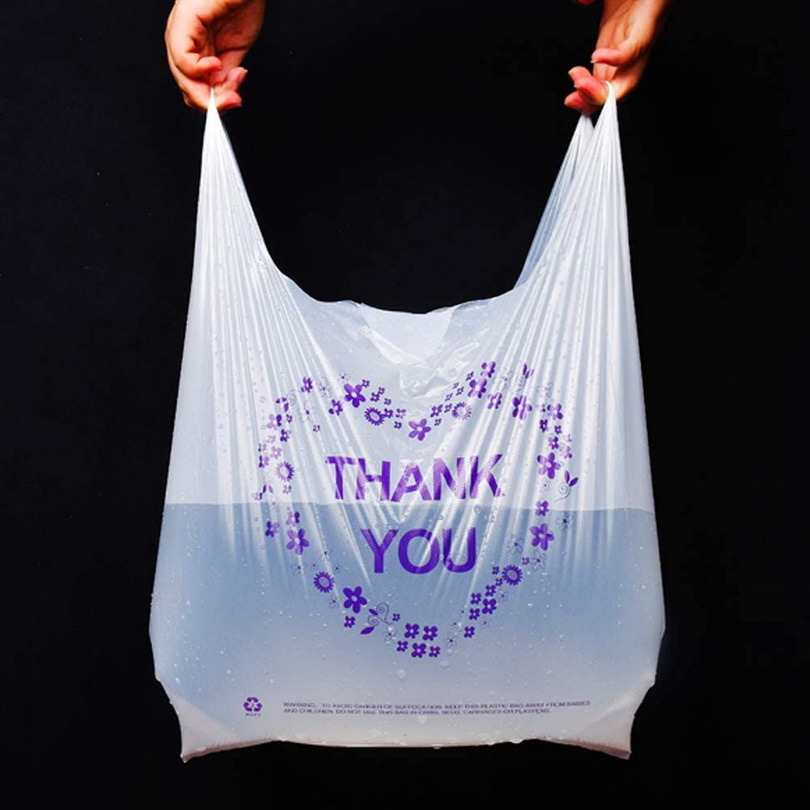 Silver Plastic Bags with Handles in Bulk Recyclable Stand up Pouch Bags for Customers