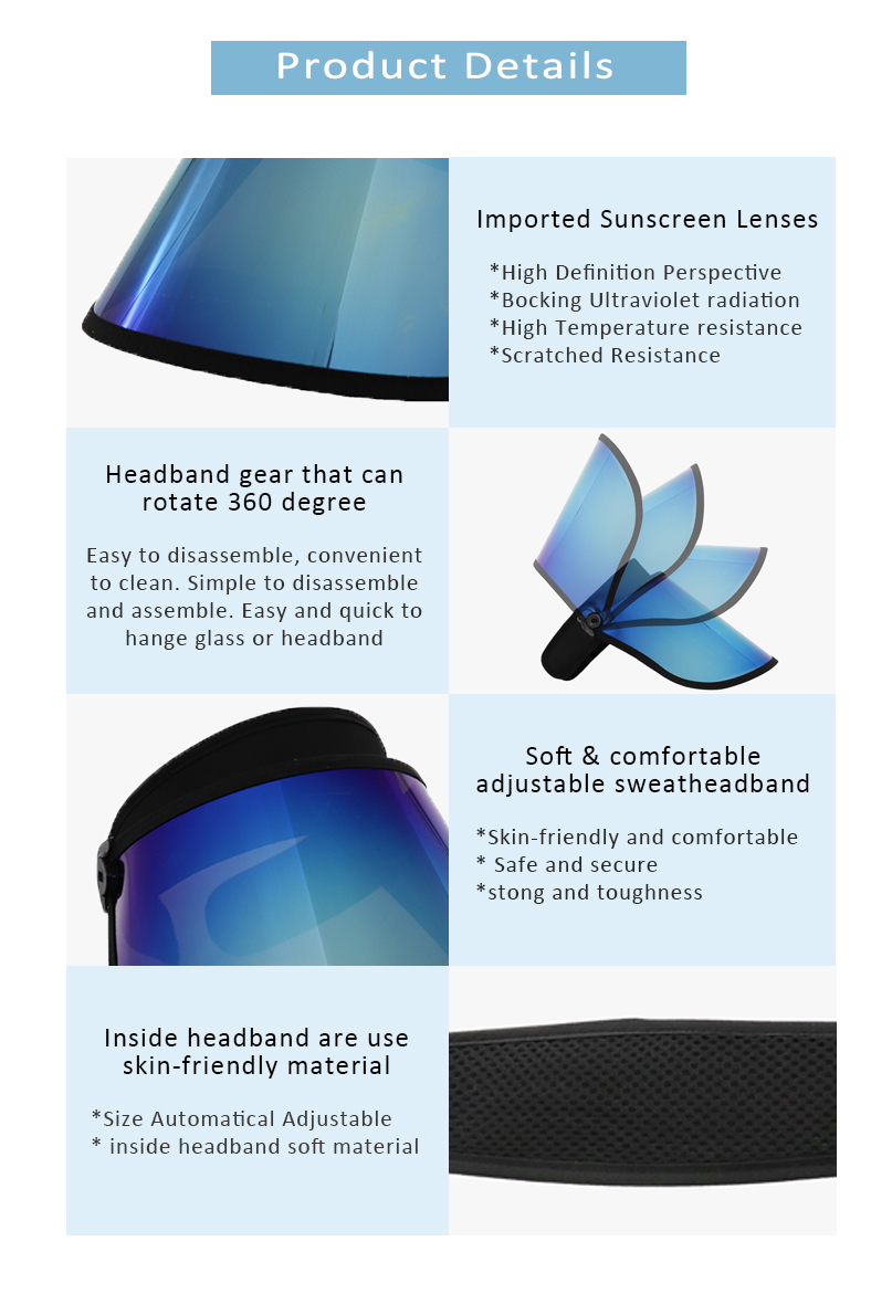 Ice Blue Visor Hat Uv Protection Face Shield Factory Wholesale