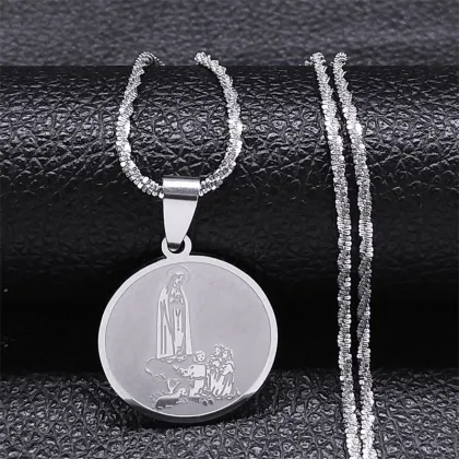 High Quality Stainless Steel Seven Archangel Protection Round Pendant Necklace