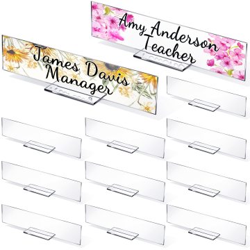 Personalized Clear Acrylic Desk Plaque - 12 Pack Rectangle Sign for Office Decor