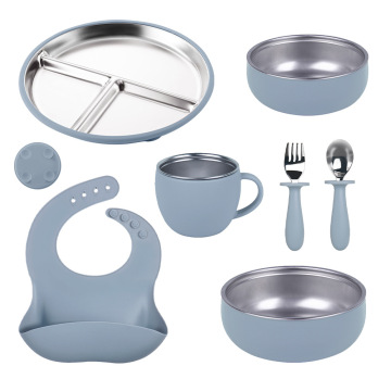 2in1 Detachable Silicone and Stainless Steel Feeding Set