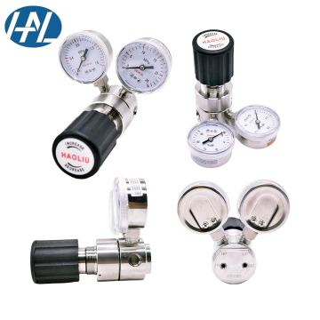 316L Stainless Steel High Pressure Gas Pipeline 1/4NPT Double Gauge Pressure Reducing Valve