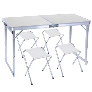 Portable Aluminum Outdoor Table: Adjustable Height Lightweight Camp Table for Camping