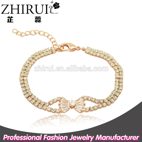 Yiwu jewelry copper zircon gold bracelet manufacturer