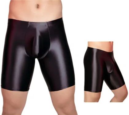 Shiny Men's Oil Glossy Shorts - Transparent Silk Underwear for Men