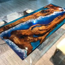 Home Furniture Direct Solid Walnut Wood Restaurant Kitchen Epoxy Resin Slab Dining River Table