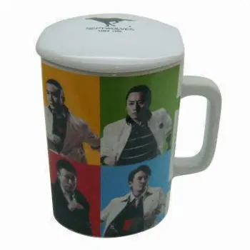Promotional mug with characters as the decal, customized designs are accepted