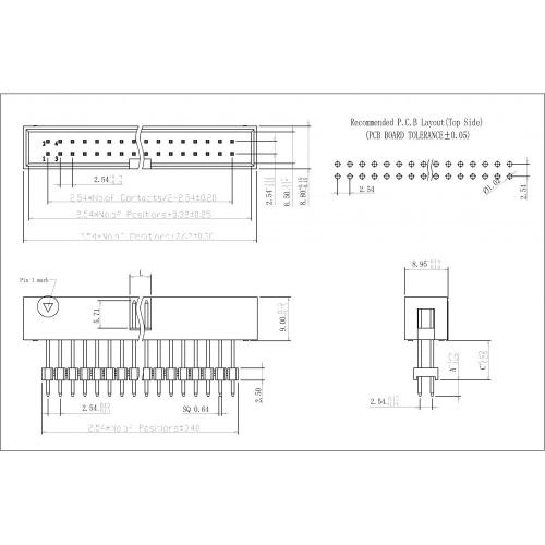 2.54mm Dual Row 180 Degree Type Box Connector 2.54mm dual row box header 180° H=9.0 Add Housing Manufactory