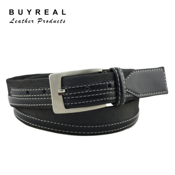 Mens 35mm Leather Jeans Belt With Stitch