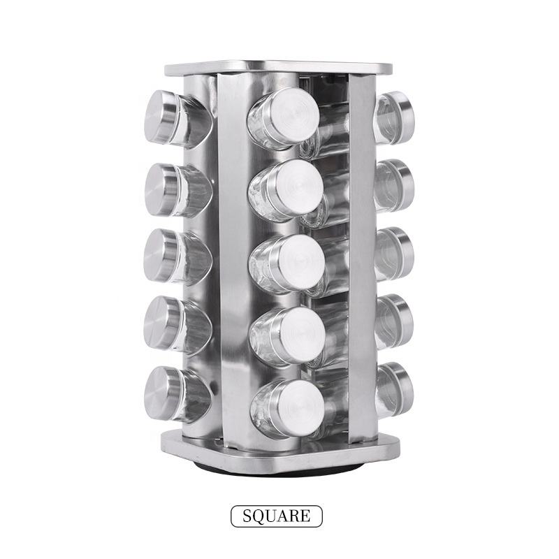 Stainless Steel Glass Canister Seasoning Rack