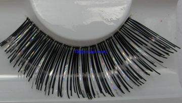 Black With Silver Natural False Eyelashes , Longer Eyelashes