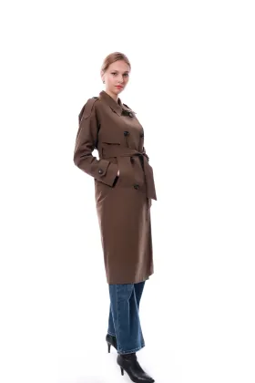 Long brown trench coat