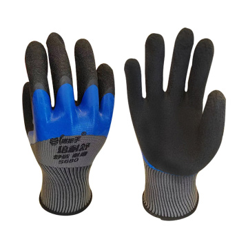 Nylon Shell Blue Latex Coated Gloves with Crinkle Palm Finish