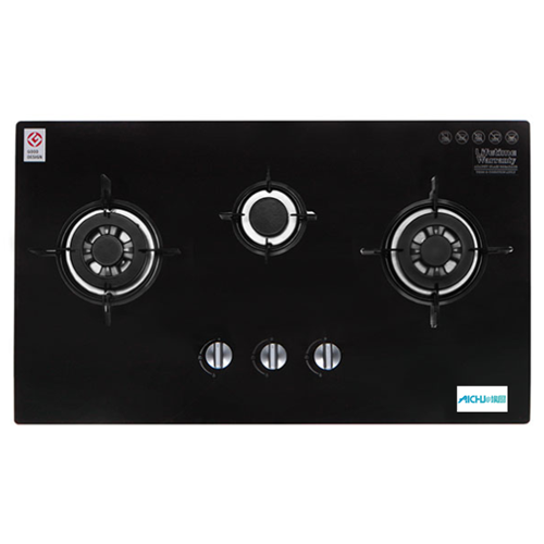 3バーナービルトインガスホブガラス