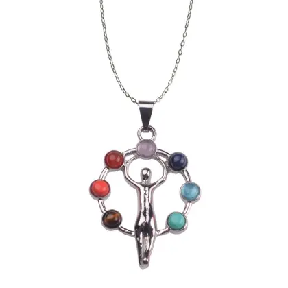 Chakra Pendant Spirit Healing Pendulum Silver Jewelry