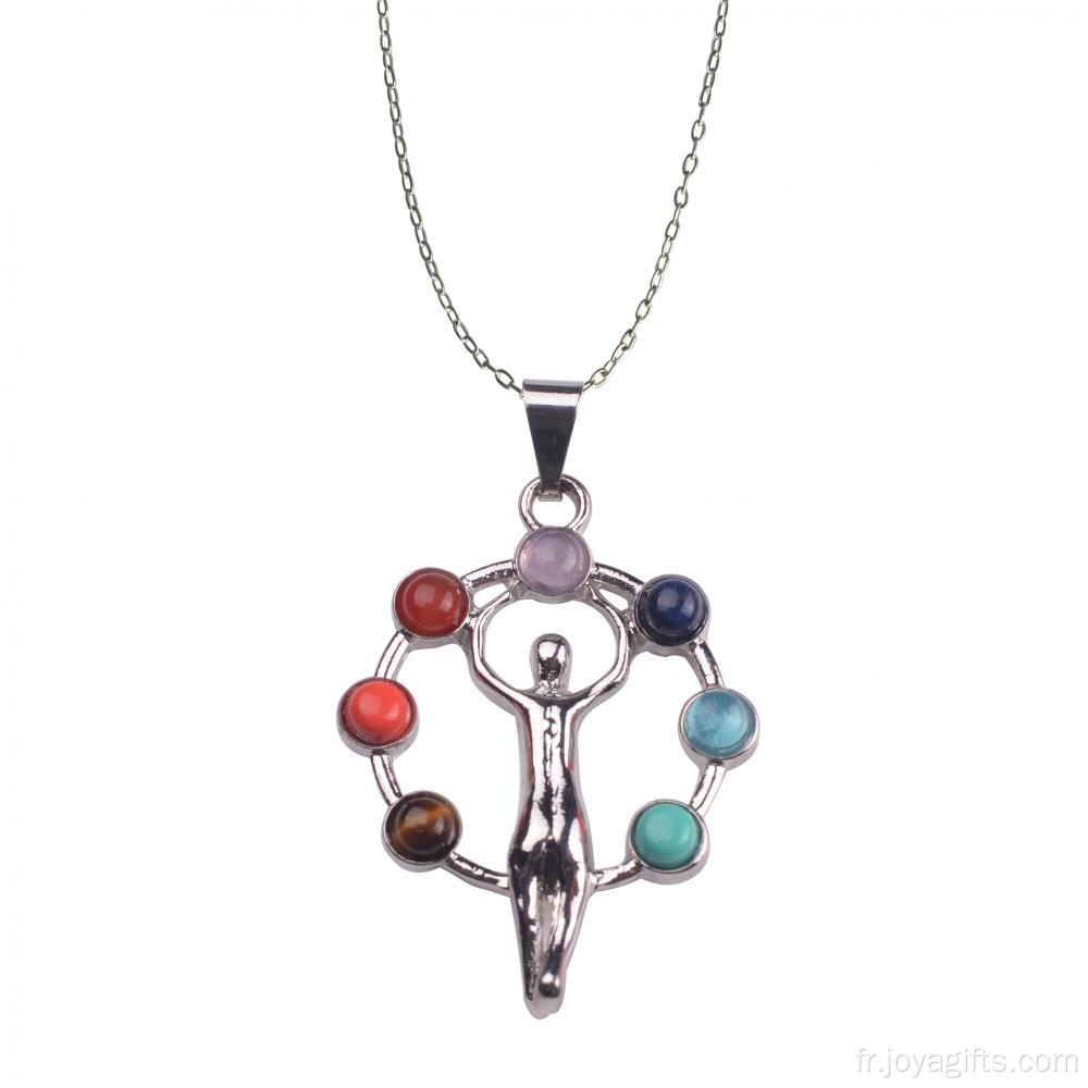 Pendule de guérison esprit Chakra pendentif bijoux en argent