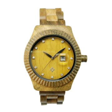 Luxury Fashion Quartz Movement Complete Calendar,Water Resistant Feature Wooden Watch