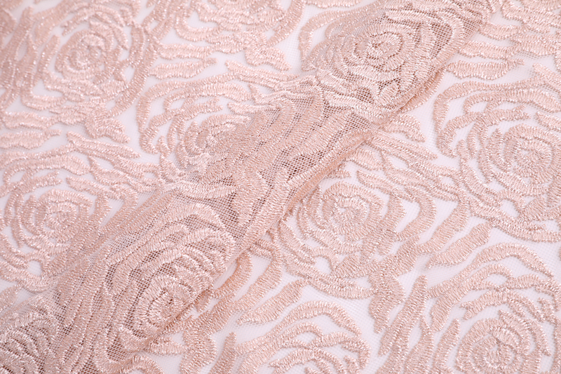 Newest Rose Flower Embroidery Fabric 
