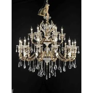 Antique French Huge Candle Style Crystal Chandelier Lamp