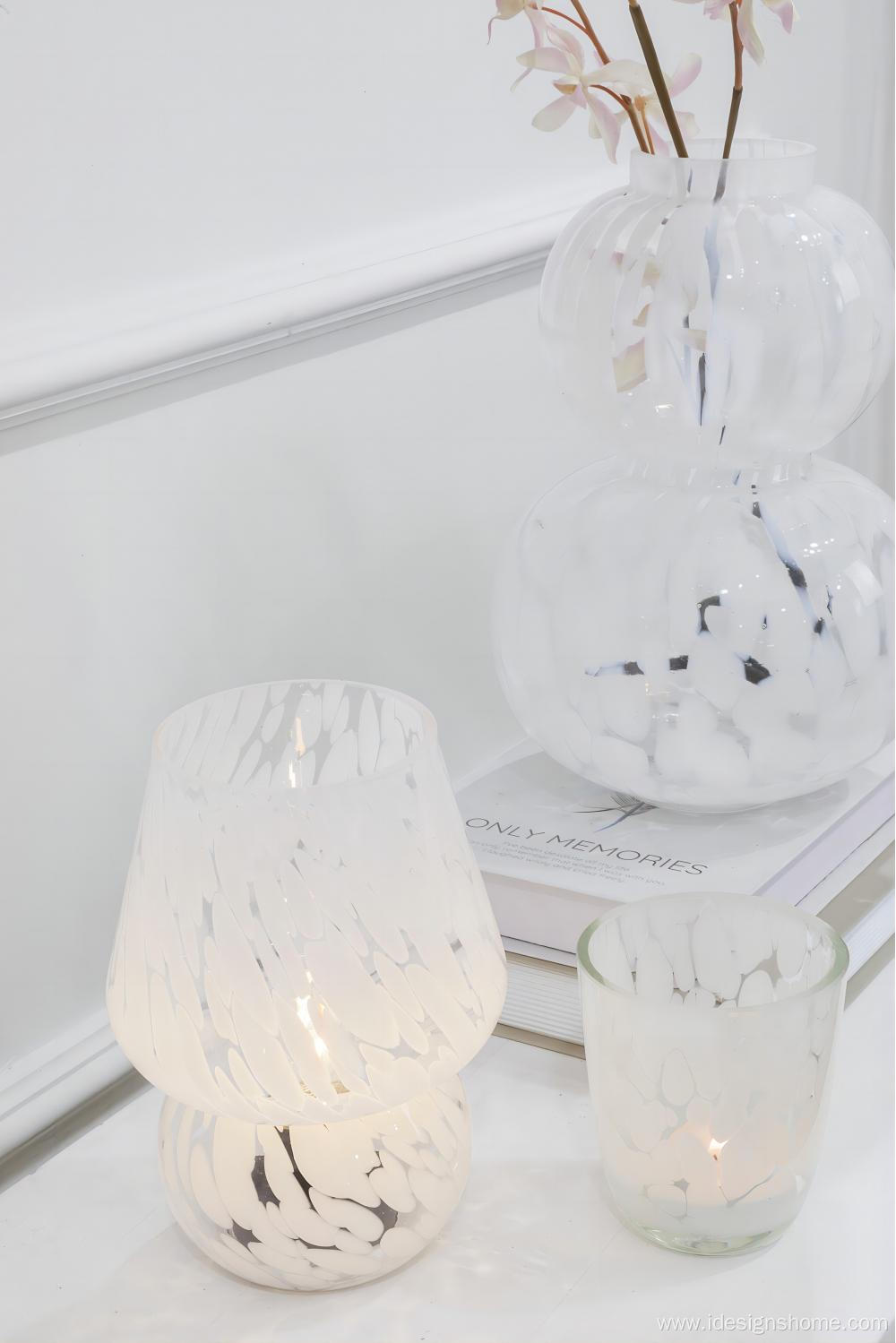 White Glass Candle Holder