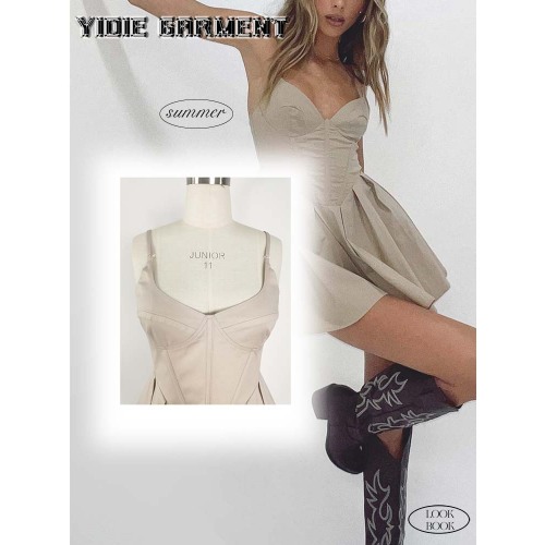 Ladies' Stretch Corset Pleated Mini Dressy Romper