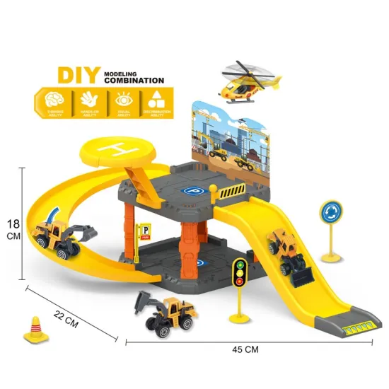 Cheapest Engineer Truck and Police Toy Parking Lot Set for Children