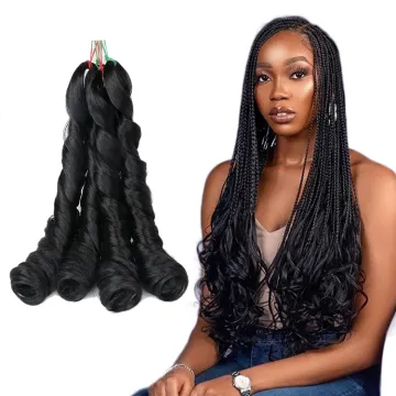 Wholesale kanekalon french spiral curl synthetic yaki pony style wavy kenya extensions sea body for african curly braiding hair