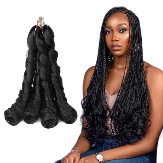 Wholesale kanekalon french spiral curl synthetic yaki pony style wavy kenya extensions sea body for african curly braiding hair
