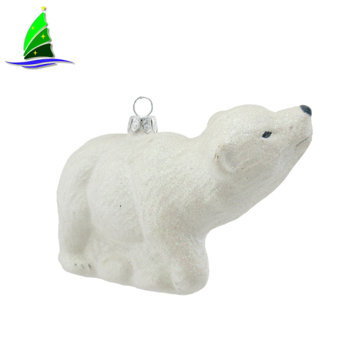 Hot Sale Factory Direct Price Hanging Polar Bear Glass Ornaments Xmas Glass Ornament Decorations