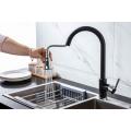 Deck-Mount 3-Function Black Chrome Pull Down Kitchen Faucet