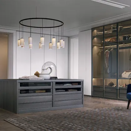 MOONTOP Modern Wooden Walk-in Closet System - Bedroom Furniture Wardrobe Closet