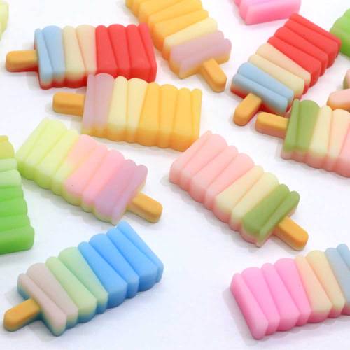 Kawaii Gradient Color Resin Popsicle Charm For Scrapbooking Decoration Crafts Hair Bow Center Σκουλαρίκι Κολιέ κρεμαστό κόσμημα