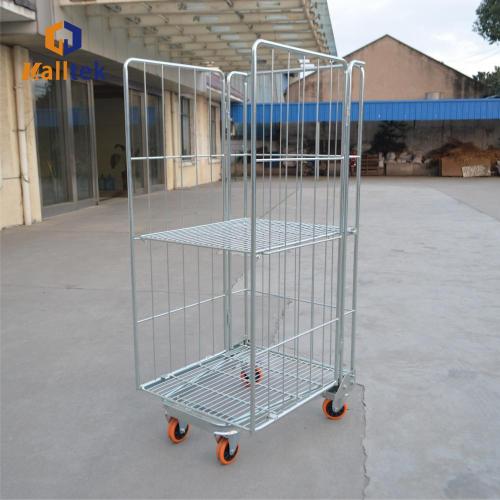 Mobile Logistics Trolley 3 Sides Metal Mobile Roll Storage Container Supplier