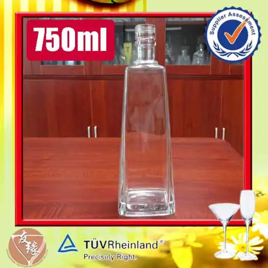 Wholesale high grade 750ml vodka empty glass liquor bottle
