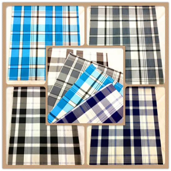 Fashion design Polyester Cotton fabric check shirt