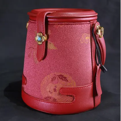 red embroidered handbag