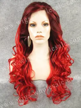 Red two tone high end lace front red wigs Synthetic red wigs