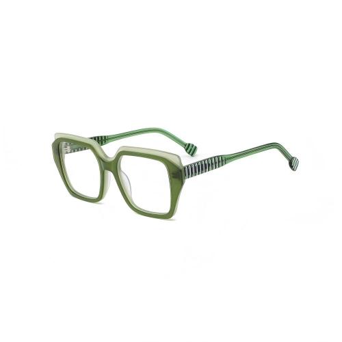 Bold Square Striped Laminate Acetate Optical Frames