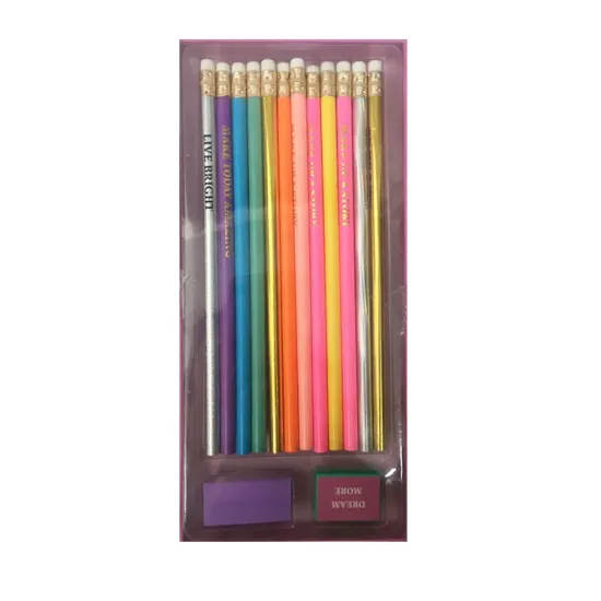 Creative Rainbow Ballpoint Pen and Pencil Set: A Beautiful, Cute Gift for School Students (12PK)