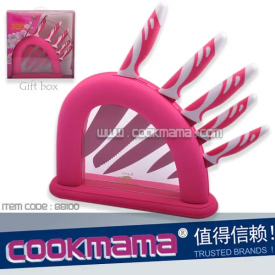 5pcs non-stick Knife set with PVC Transparent gift box