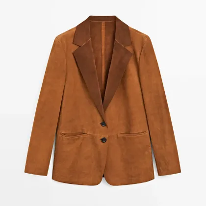 Women's flowing suede suit jacket
